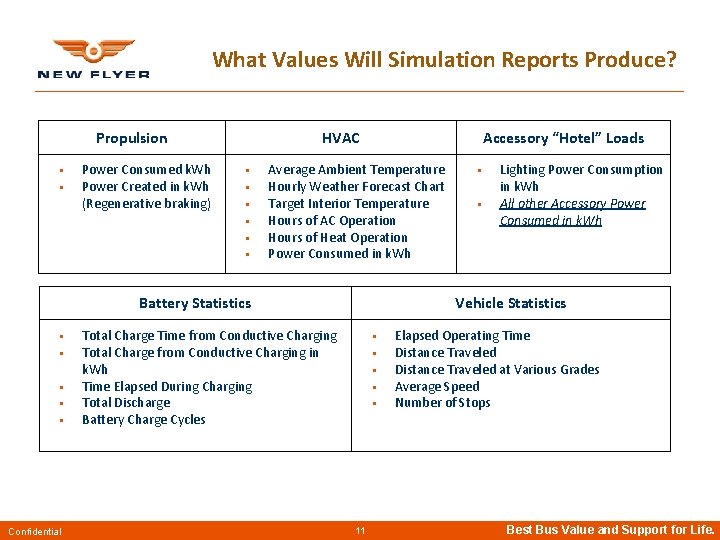 What Values Will Simulation Reports Produce? Propulsion § § Power Consumed k. Wh Power