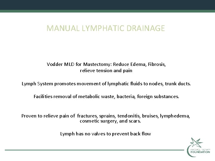 MANUAL LYMPHATIC DRAINAGE Vodder MLD for Mastectomy: Reduce Edema, Fibrosis, relieve tension and pain