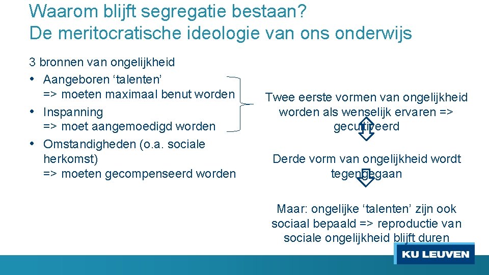 Waarom blijft segregatie bestaan? De meritocratische ideologie van ons onderwijs 3 bronnen van ongelijkheid