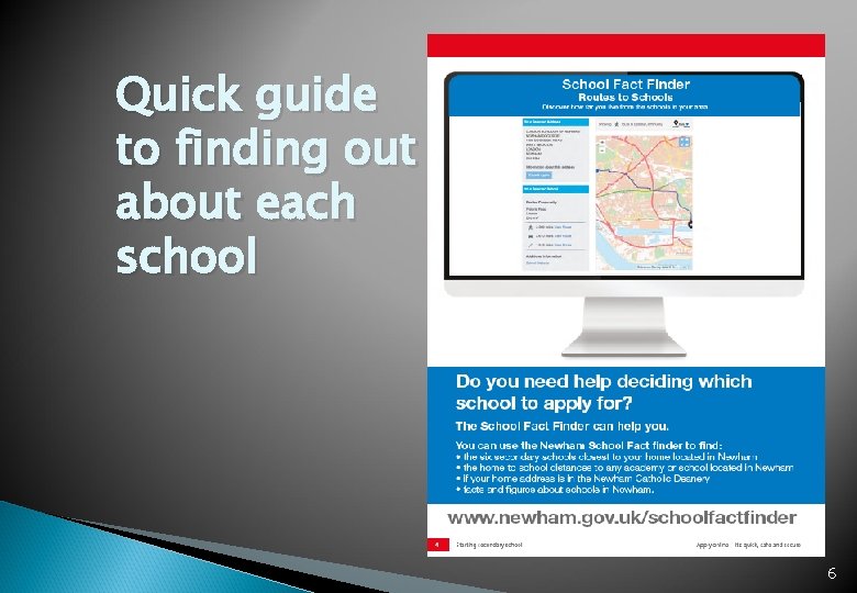 Quick guide to finding out about each school 6 