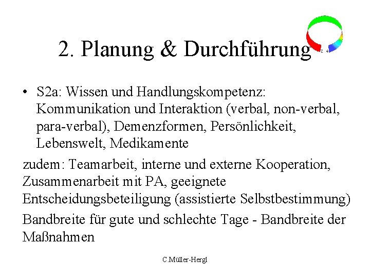 2. Planung & Durchführung • S 2 a: Wissen und Handlungskompetenz: Kommunikation und Interaktion