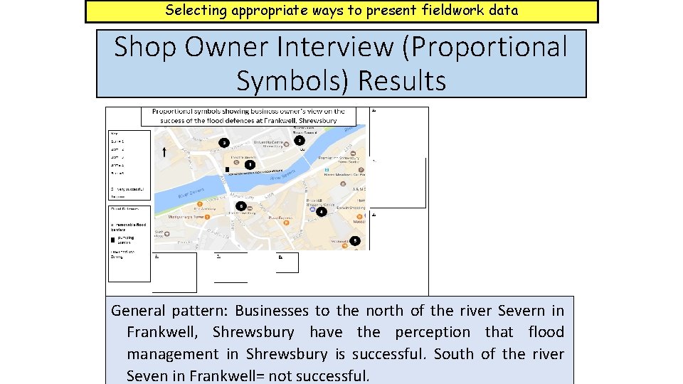 Selecting appropriate ways to present fieldwork data Shop Owner Interview (Proportional Symbols) Results General