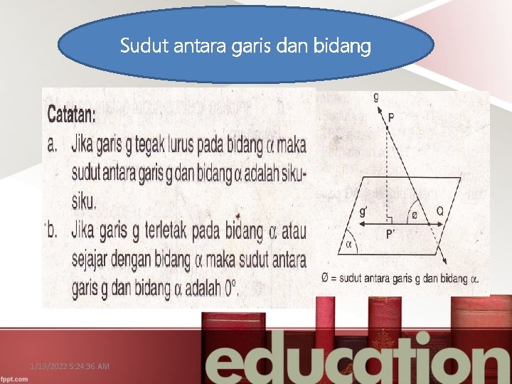 Sudut antara garis dan bidang 1/19/2022 5: 24: 36 AM 