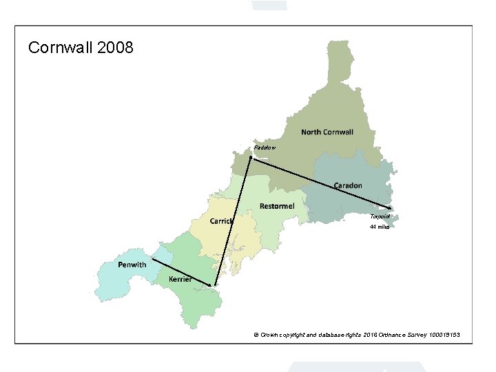 Cornwall 2008 Padstow Torpoint 44 miles © Crown copyright and database rights 2016 Ordnance