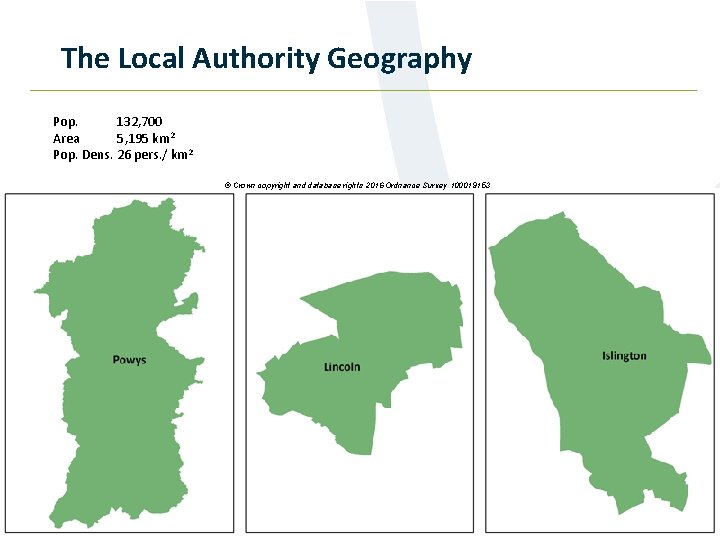The Local Authority Geography Pop. 132, 700 Area 5, 195 km 2 Pop. Dens.