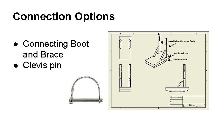 Connection Options ● Connecting Boot and Brace ● Clevis pin 