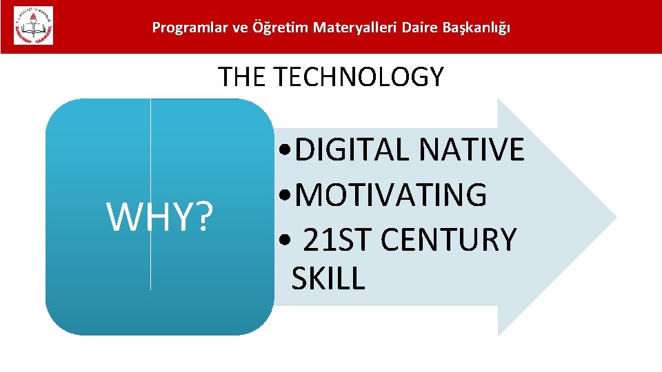 Programlar ve Öğretim Materyalleri Daire Başkanlığı THE TECHNOLOGY WHY? • DIGITAL NATIVE • MOTIVATING