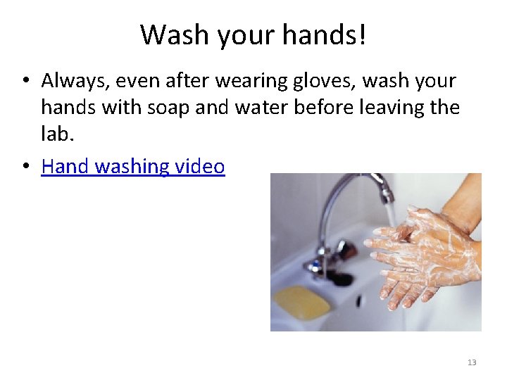 Wash your hands! • Always, even after wearing gloves, wash your hands with soap