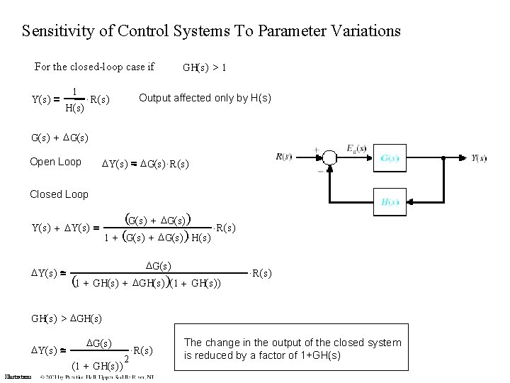 Sensitivity of Control Systems To Parameter Variations For the closed-loop case if Y( s