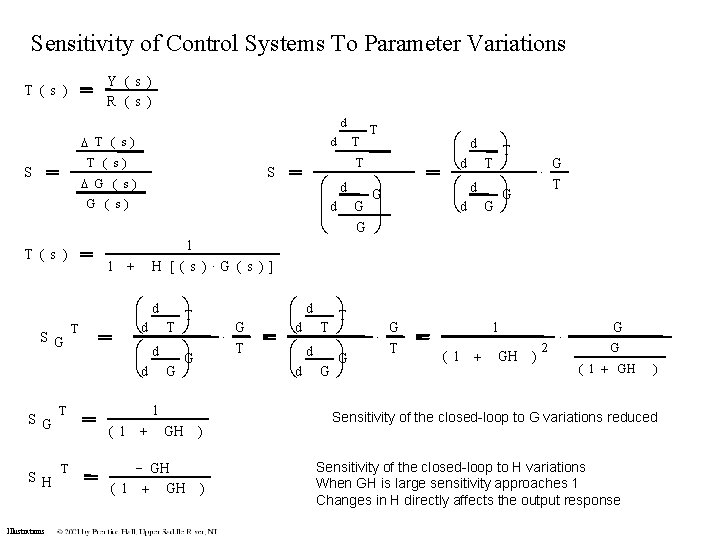 Sensitivity of Control Systems To Parameter Variations Y (s ) R (s ) T