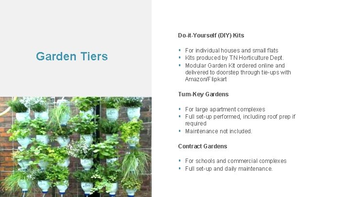 Do-it-Yourself (DIY) Kits Garden Tiers For individual houses and small flats Kits produced by