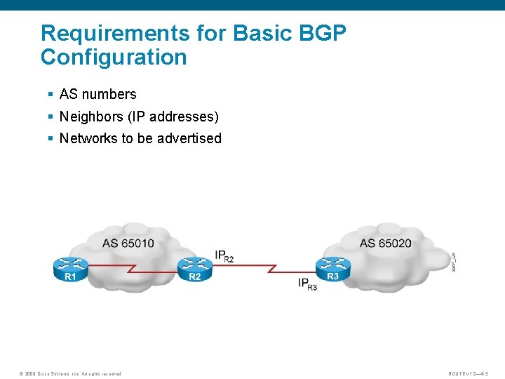 Requirements for Basic BGP Configuration § AS numbers § Neighbors (IP addresses) § Networks