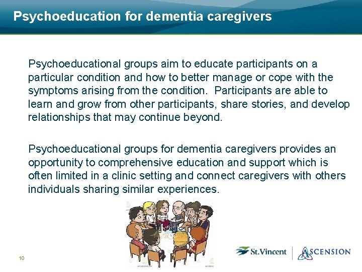 Psychoeducation for dementia caregivers Psychoeducational groups aim to educate participants on a particular condition