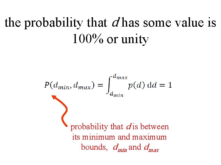 the probability that d has some value is 100% or unity probability that d