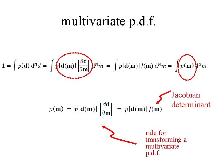 multivariate p. d. f. Jacobian determinant rule for transforming a multivariate p. d. f.