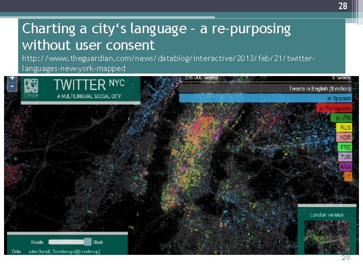 28 Charting a city‘s language – a re-purposing without user consent http: //www. theguardian.