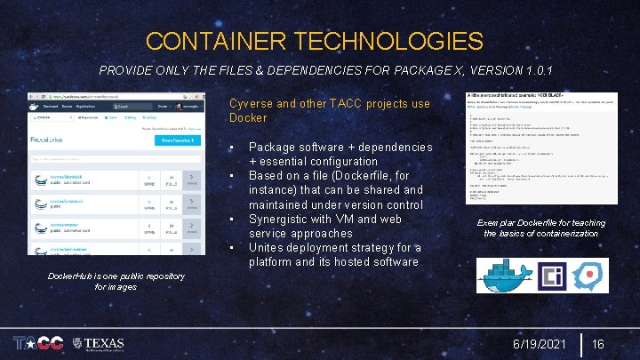 CONTAINER TECHNOLOGIES PROVIDE ONLY THE FILES & DEPENDENCIES FOR PACKAGE X, VERSION 1. 0.