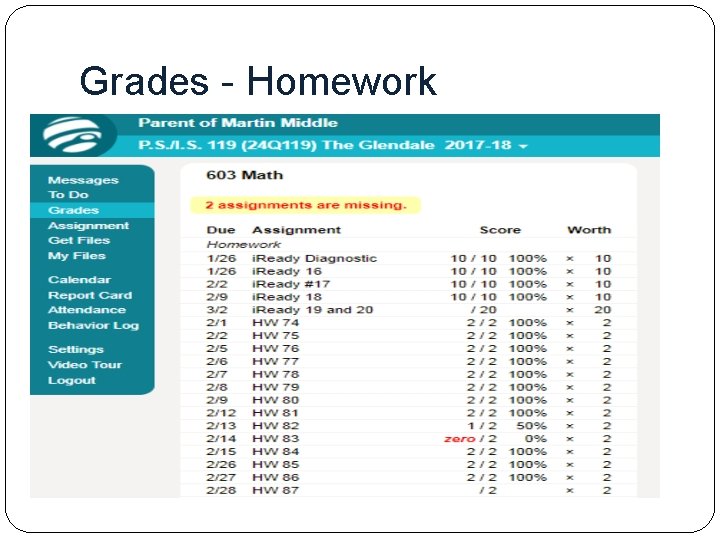 Grades - Homework 