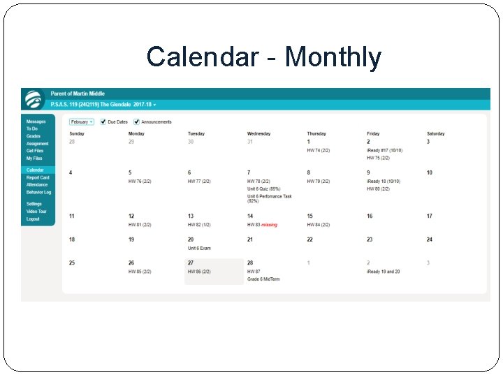 Calendar - Monthly 