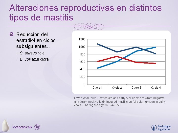 Alteraciones reproductivas en distintos tipos de mastitis Reducción del estradiol en ciclos subsiguientes… •