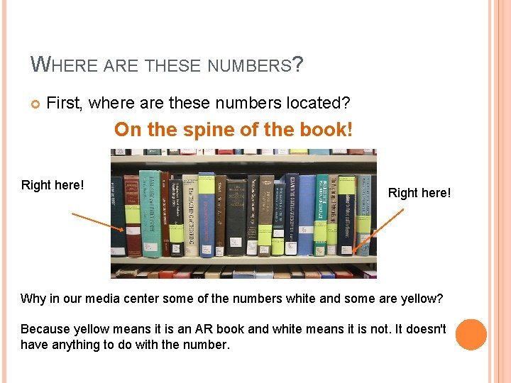 WHERE ARE THESE NUMBERS? First, where are these numbers located? On the spine of