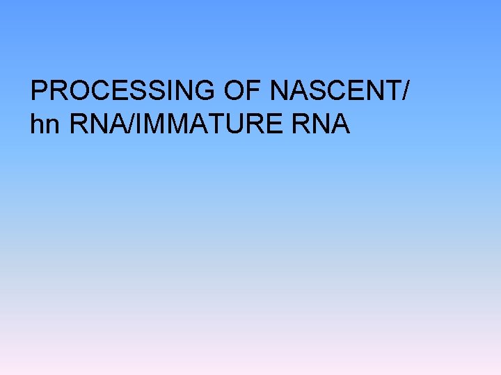 PROCESSING OF NASCENT/ hn RNA/IMMATURE RNA 