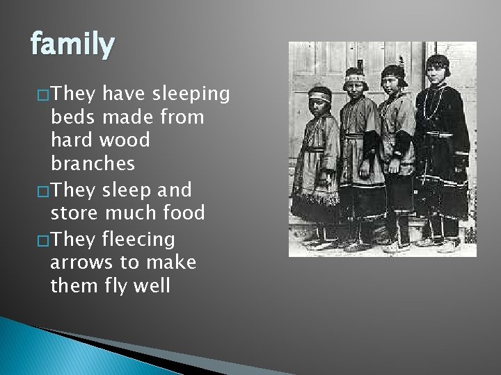 family � They have sleeping beds made from hard wood branches � They sleep