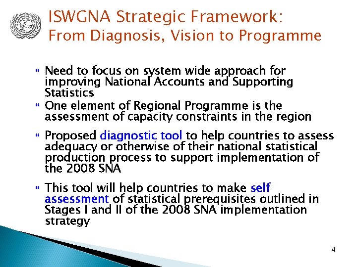 ISWGNA Strategic Framework: From Diagnosis, Vision to Programme Need to focus on system wide