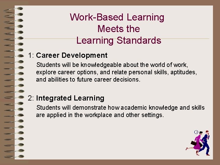 Work-Based Learning Meets the Learning Standards 1: Career Development Students will be knowledgeable about Work-Based Learning Meets the Learning Standards 1: Career Development Students will be knowledgeable about