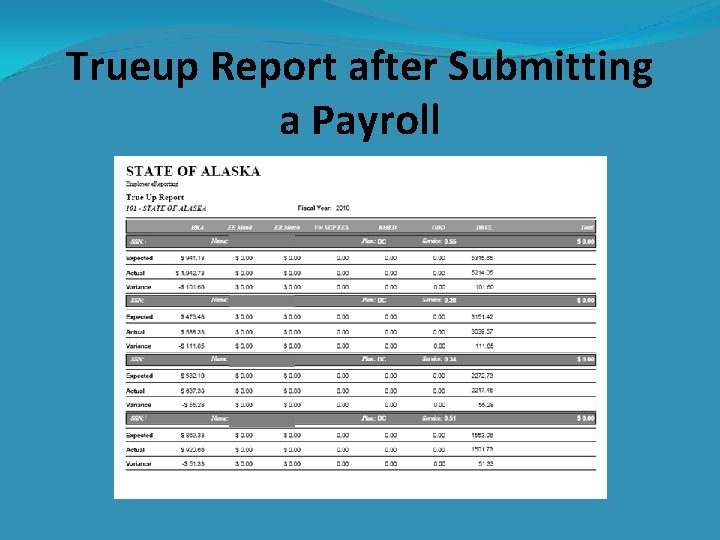 Trueup Report after Submitting a Payroll 