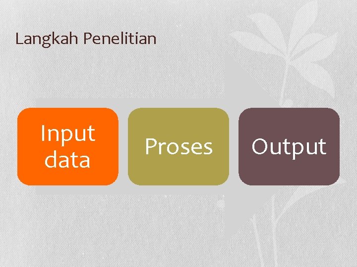 Langkah Penelitian Input data Proses Output 