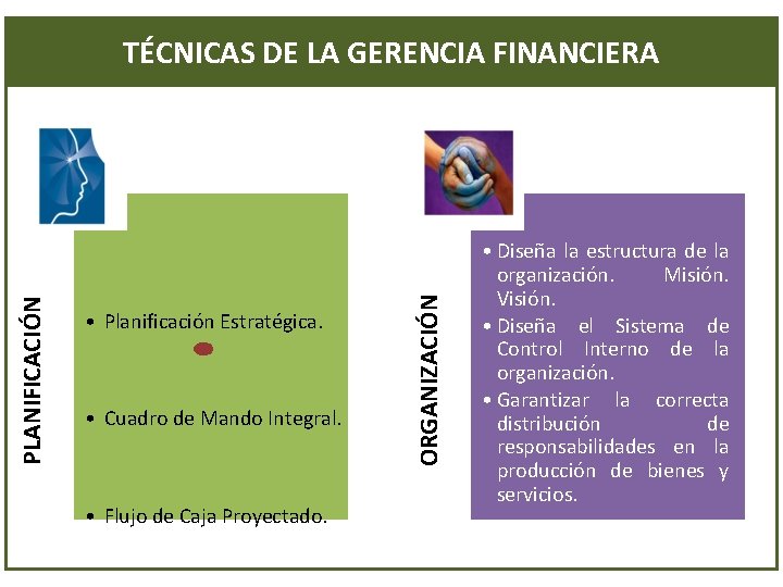  • Planificación Estratégica. • Cuadro de Mando Integral. • Flujo de Caja Proyectado.