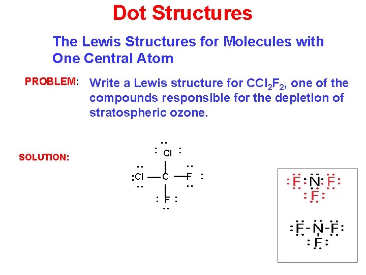 Dot Structures The Lewis Structures for Molecules with One Central Atom Write a Lewis