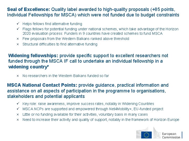 Seal of Excellence: Quality label awarded to high-quality proposals (+85 points, Individual Fellowships for