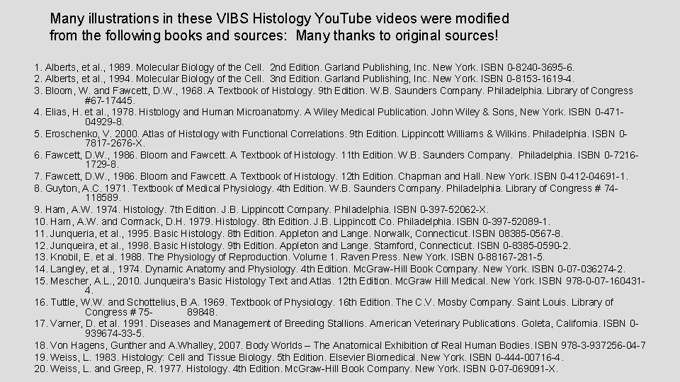 Many illustrations in these VIBS Histology You. Tube videos were modified from the following