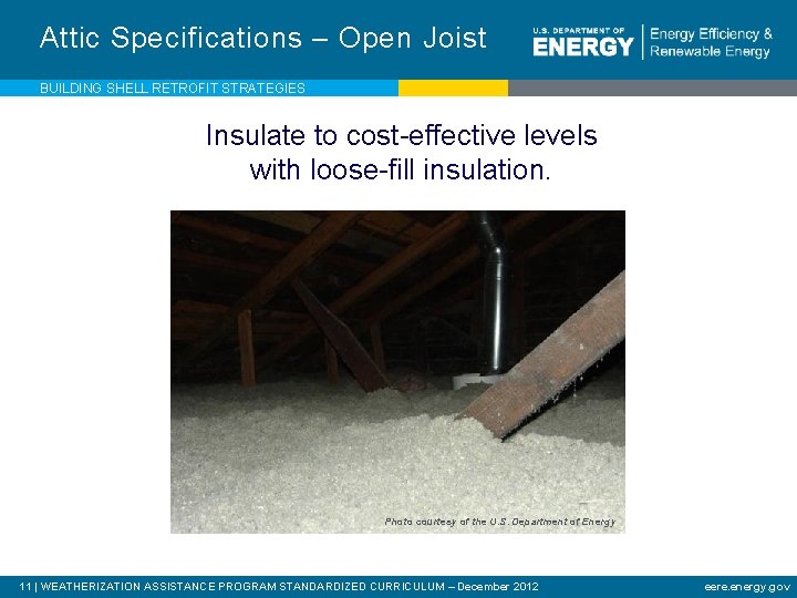 Attic Specifications – Open Joist BUILDING SHELL RETROFIT STRATEGIES Insulate to cost-effective levels with