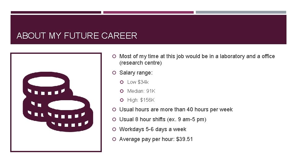 ABOUT MY FUTURE CAREER Most of my time at this job would be in