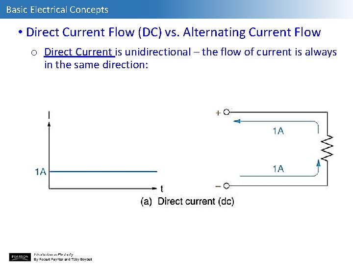 Basic Electrical Concepts • Direct Current Flow (DC) vs. Alternating Current Flow o Direct