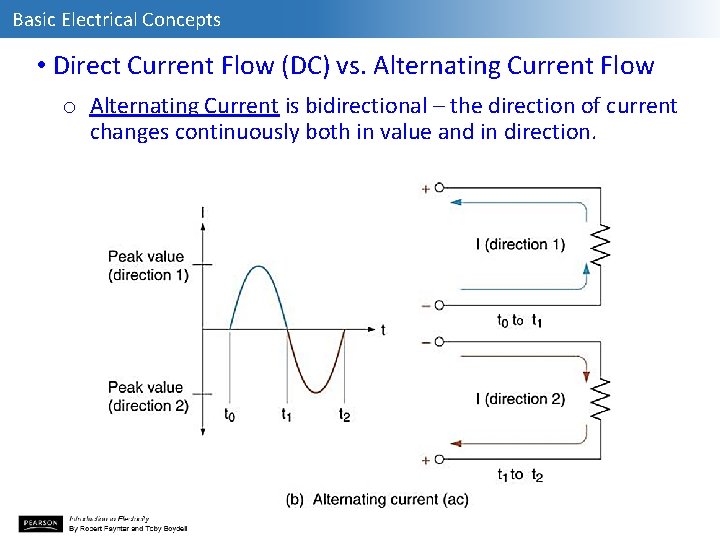 Basic Electrical Concepts • Direct Current Flow (DC) vs. Alternating Current Flow o Alternating