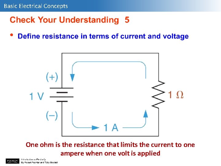 Basic Electrical Concepts One ohm is the resistance that limits the current to one