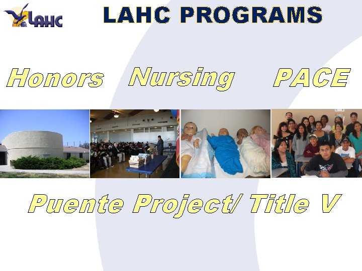 LAHC PROGRAMS Honors Nursing PACE Puente Project/ Title V 