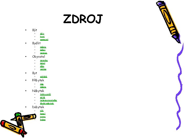 ZDROJ • • Být – – – děti hrad nemocný Bydlit – – –