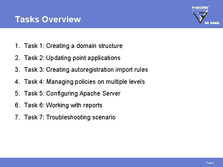 Tasks Overview 1. Task 1: Creating a domain structure 2. Task 2: Updating point