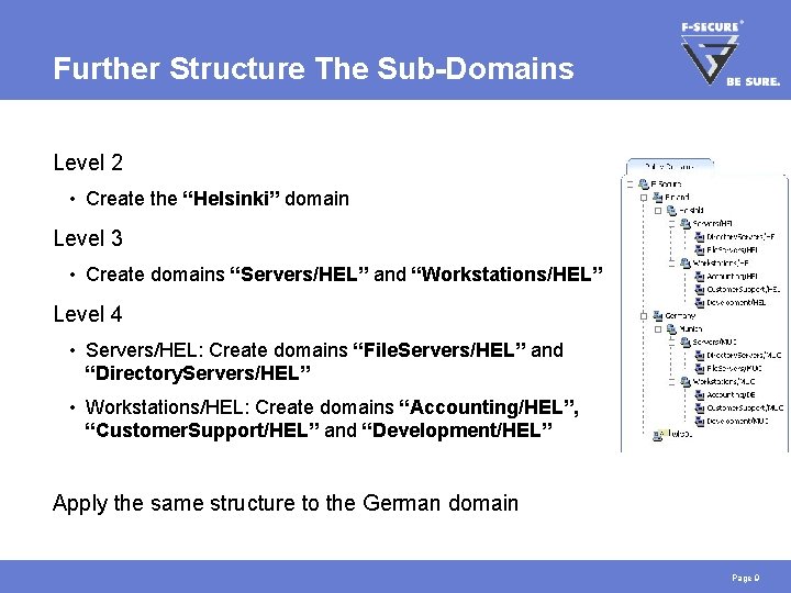 Further Structure The Sub-Domains Level 2 • Create the “Helsinki” domain Level 3 •