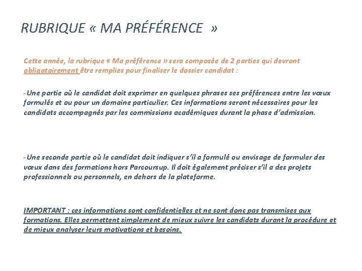 RUBRIQUE « MA PRÉFÉRENCE » Cette année, la rubrique « Ma préférence » sera