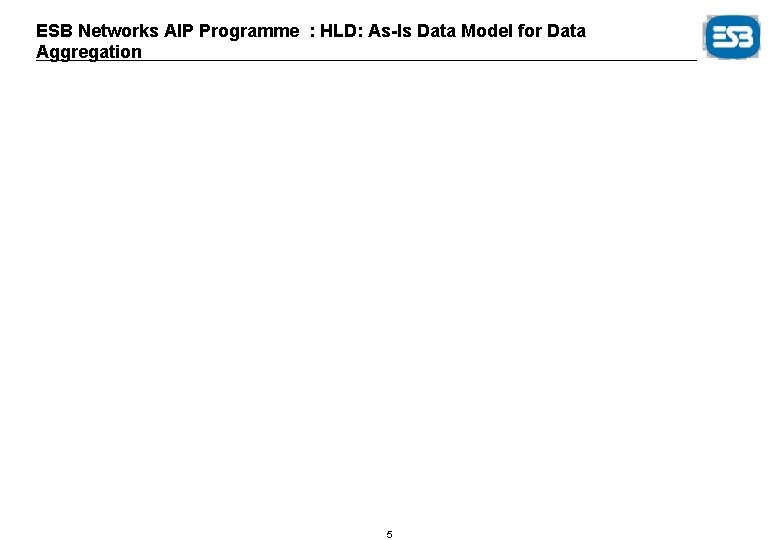 ESB Networks AIP Programme : HLD: As-Is Data Model for Data Aggregation 5 