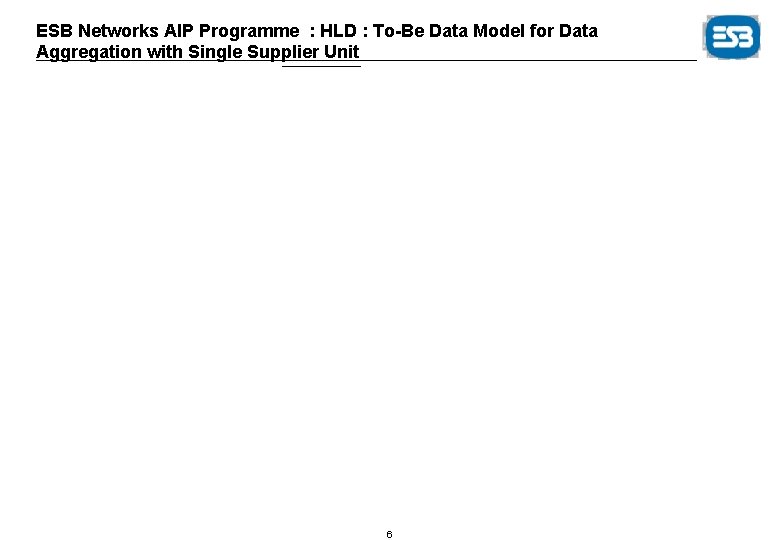 ESB Networks AIP Programme : HLD : To-Be Data Model for Data Aggregation with