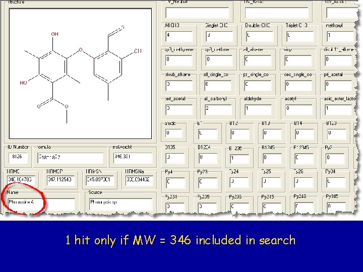 1 hit only if MW = 346 included in search 