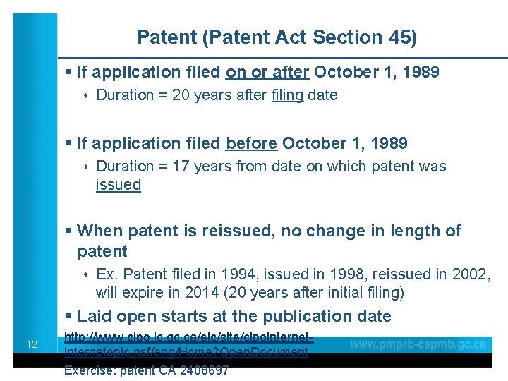 Patent (Patent Act Section 45) § If application filed on or after October 1,
