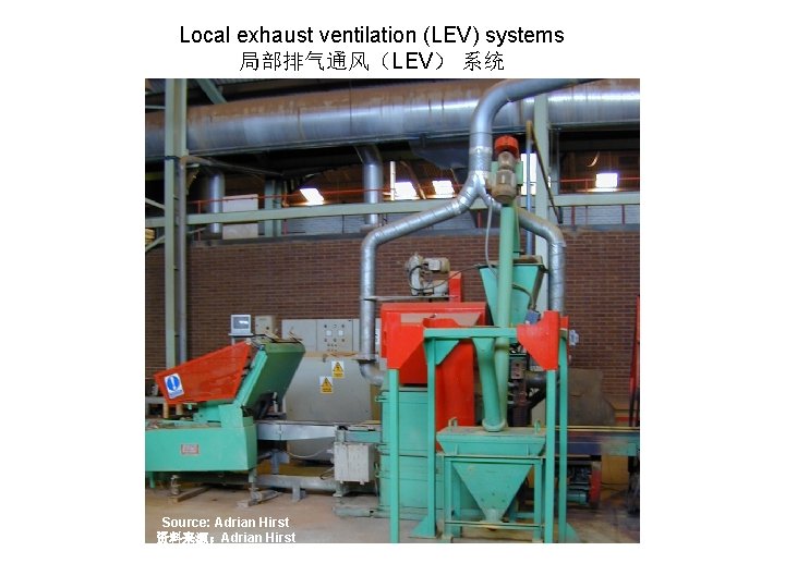 Local exhaust ventilation (LEV) systems 局部排气通风（LEV） 系统 Source: Adrian Hirst 资料来源：Adrian Hirst 